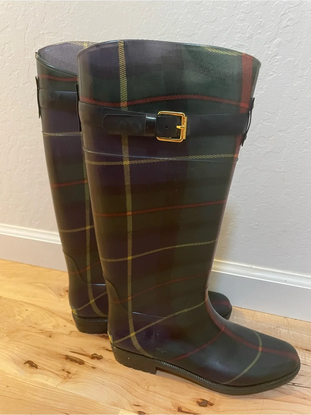 Lauren Ralph Lauren Rossalyn II Plaid Tall Rain Boots – Women’s Size 8